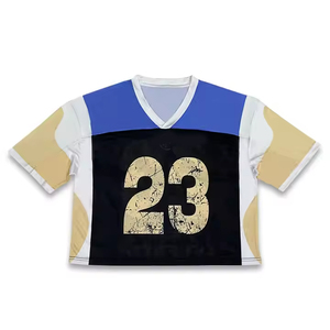 Maillots de Football Américain Vierges En Gros Pries pour Hommes Patchwork Surdimensionné T-shirts Football Américain Maillot Ensemble - Product Image 2