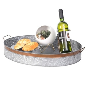 Venta caliente oxidado Vintage Look galvanizado Metal bandeja para servir para el hogar restaurante boda Bar granja fiestas bandeja para servir - Product Image 4