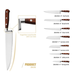 Juego de Cuchillos de Chef Profesionales de Acero Inoxidable, Hechos a Mano, con Mango Antideslizante, Alta Durabilidad y Sostenibilidad, Tamaño y Logotipo Personalizables - Product Image 6