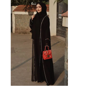 Abaya 2024 Kaftan de Dubaï en gros vêtements islamiques modestes de l'Aïd turc Abaya ouverte élégante en soie brillante de Dubaï robe musulmane pour femmes - Product Image 1