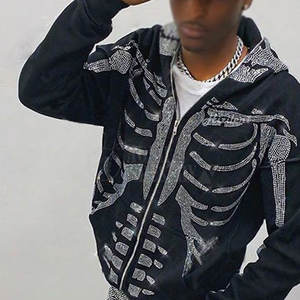 Survêtements d'hiver pour hommes respirants, écologiques, confortables, à capuche, avec strass, 100% coton, légers, vêtements de course, prix de gros - Product Image 5