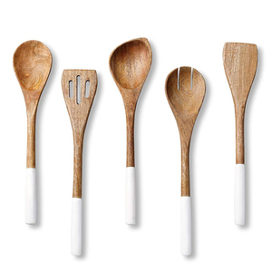 Cuillère en bois de qualité supérieure fourchette couleur blanche émail impression poignée ensemble de couverts Restaurant dîner ustensiles de cuisine ustensiles de cuisine ensemble de couverts - Product Image 1