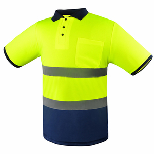 Tiras reflectantes de alta visibilidad Hi Viz Contraste Collar Polos Ropa DE SEGURIDAD Camisetas de retazos de manga corta para hombres - Product Image 1