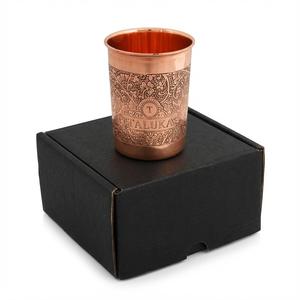 Vaso de Cobre Grabado en Relieve Cooper Glass de 10 oz, Ideal para Beber, Servir y Regalar - Product Image 1