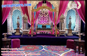 Increíble Escenario para Fiesta Nocturna de Mehndi y Sangeet, Ceremonia de Bodas Indias, Función de Bangles, Escenario para Ceremonia Musulmana Walima Mehndi Sangeet en el Reino Unido - Product Image 4