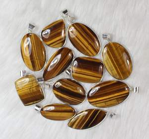 Colgante de piedras preciosas de ojo de tigre amarillo natural de calidad superior al por mayor, abalorios de joyería de moda - Product Image 5