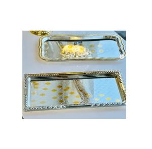 Plateau à dessert de service de nourriture de décor à la maison de forme ovale en acier inoxydable dernière conception plateau à dessert plateau de service à thé et à café - Product Image 5