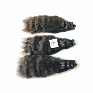 Temple Indian 100% proveedor de cutícula alineada tejiendo paquetes al por mayor color negro extensiones de cabello humano trenzado de onda profunda - Product Image 2