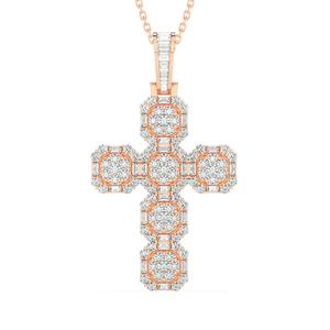 จี้เพชรไม้กางเขน VVS Moissanite สุดหรูสำหรับผู้ชาย18K ชุบทองด้วยทองชุบแบบกำหนดเองเครื่องประดับฮิปฮอปเย็นคริสเตียน - Product Image 4