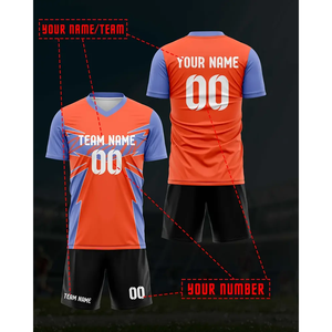 Maillot de football de haute qualité, personnalisable avec nom et numéro, nouveaux maillots pour adultes pour étudiants, adaptés aux compétitions par équipes - Product Image 2