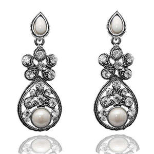 The99jewel Boucles d'oreilles créoles fines Perle blanche Pierre plaquée argent Dangler 1304516 - Product Image 1