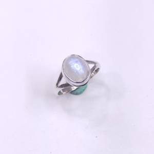 Atractivo diseño de moda 925 Plata de Ley Natural azul fuego Arco Iris piedra lunar forma ovalada anillo de aspecto artesanal joyería hecha a mano - Product Image 2