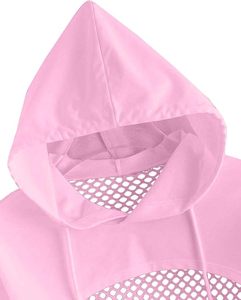 Women's Cropped Hoodie Sweatshirt Solid <b>Pink</b> Long Sleeve Knitted Asymmetric Lace Detail Oversized Spring Wear - Product Image 5