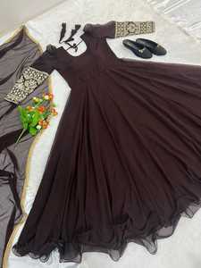 Georgette-vestido de trabajo de imitación bordado con Dupatta Ready To Wear, colección completa de estilo con manga de lujo, nuevo - Product Image 4