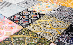 Bộ mẫu vải thổ cẩm vàng 5 miếng Bộ 70cm X 30cm Vải thổ cẩm vàng dệt hoa văn Nhật Bản Chắp vá thủ công Nút búp bê - Product Image 3