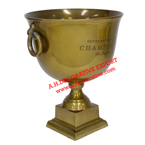 Cubo de Hielo para Bebidas de Champán de Metal Dorado Antiguo de Aluminio para Fiestas de Cerveza y Artículos de Bar, Enfriador de Vino con Asa - Product Image 2