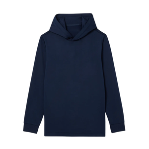 Veste à capuche à manches longues bleu foncé pour homme personnalisée Détail de lettre brodée en 3D Tissu tricoté d'automne pour le printemps - Product Image 3