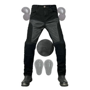 Jeans de motard de protection blindés noirs CE niveau 1 pour hommes-Pantalon de moto de sécurité tactique avec genoux renforcés - Product Image 1