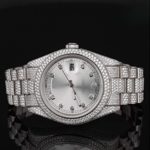 Reloj de pulsera con diamantes de moissanita completamente helado para hombre, reloj de pulsera ostentoso Hip Hop de acero inoxidable chapado en oro de 18 quilates con piedras VVS - Product Image 3