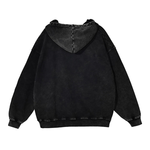 Custom Boxy Fit 500 Gsm Heavyweight Ropa de hombre Sudadera con capucha lavada Vintage Distressed Cropped Acid Wash Sudaderas con capucha - Product Image 3