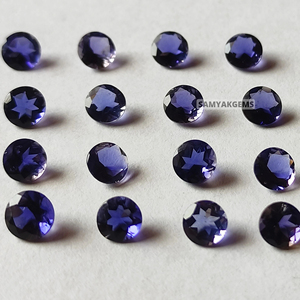 Iolite bleue de forme ronde 5mm taille brillante pierres précieuses naturelles de l'Inde prix de gros pour la fabrication de bijoux - Product Image 1