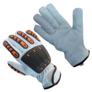 Guantes de seguridad de cuero de grano de cabra para trabajo pesado Guantes de inyección de TPR de protección personal resistentes a la abrasión Trabajo mecánico Mano - Product Image 1