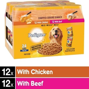 Pedigreee Variety Pack Nourriture pour chien en conserve pour adulte 13.2 oz. Boîtes de 24 paquets-Dîner haché poulet boeuf doux nettoyage de bain humide - Product Image 3
