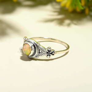 Anillo de compromiso de ópalo etíope de fuego blanco atractivo de Plata de Ley sólida 925, joyería de piedra semipreciosa para fiesta directamente - Product Image 3
