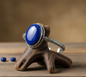 Cabochon en Lapis Lazuli Naturel Fabriqué à la Main Bracelet en Argent Sterling 925 Or 14k Bracelet Bohème Taille Réglable Ouvert Certifié - Product Image 3