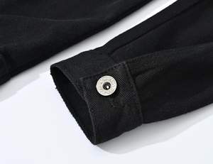 Veste en jean punk déchirée à trous pour hommes avec rivets manteau en jean camionneur boutonné - Product Image 5