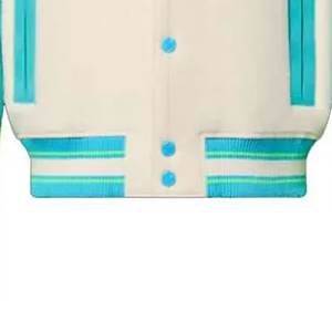 Vestes universitaires pour femmes avec logo brodé personnalisé très demandé, manches bleues et vertes, vestes d'extérieur confortables, vestes en laine, style lettreman - Product Image 5