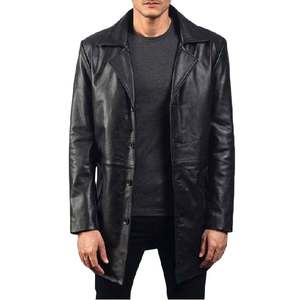 Manteau long pour homme, couleur noire, vêtement d'hiver de qualité supérieure, élégant, chaud, pardessus élégant, vêtement d'extérieur à la mode, design durable de haute qualité - Product Image 1