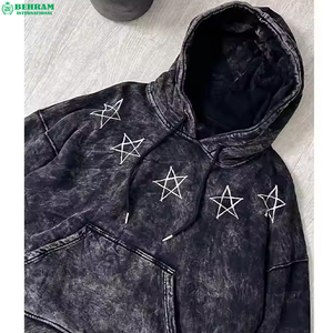 เสื้อฮู้ดดี้โอเวอร์ไซส์คุณภาพสูงแบบวินเทจ ย้อมสีแบบพิเศษ ซักด้วยกรด เป็นมิตรต่อสิ่งแวดล้อม ระบายอากาศได้ดี ผลิตจากผ้าฝ้าย 100% สีซีดแบบซันเฟด - Product Image 2