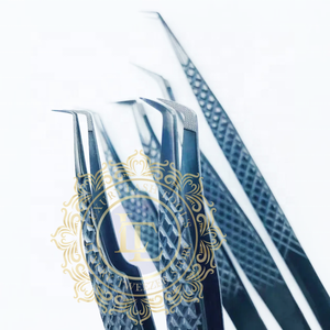 แหนบขนตาสแตนเลสแบบมืออาชีพด้ามจับเพชรปลายไฟเบอร์อุปกรณ์ต่อขนตาพลาสม่าสีดำสั่งทำ - Product Image 2