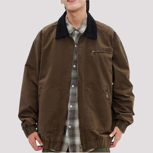Streetwear grande taille à la mode veste en toile vintage délavée fermeture éclair personnalisée veste de travail en toile lourde pour hommes en coton et polyester - Product Image 1