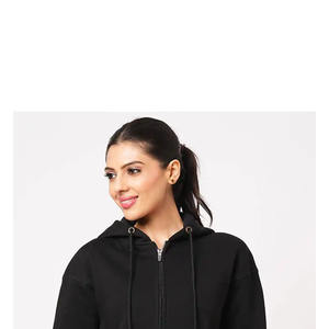 Sweat à capuche zippé en polaire pour femme avec logo frontal, coupe classique pour l'automne/hiver - Product Image 6