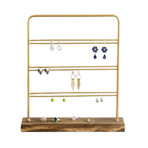 Support de bijoux de base en bois de décor à la maison de mode avec la conception en métal pour le conteneur décoratif de bijoux de boucles d'oreilles - Product Image 1