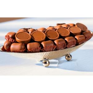 Bol à chocolat ovale en métal argenté moderne écologique avec base en forme d'anneau pour présentoir à desserts et bol de serveur de bonbons - Product Image 2