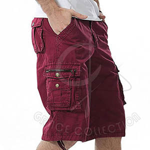 Short cargo pour homme, style 100% coton, multi-poches, confortable, avec motif solide en tissu personnalisable - Product Image 2