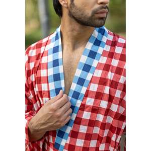 Peignoir Kimono Bohème en Pur Coton pour Homme, Motif Géométrique, Style Haori Japonais, Respirant, Robe de Chambre d'Été, Coupe Décontractée, Ensemble Homme - Product Image 2