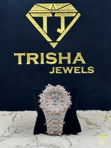 Reloj de diamantes cultivados en laboratorio Iced Out para hombre, reloj de pulsera de Hip Hop de cristal completo, reloj chapado en oro personalizado, marca Trisha Jewels - Product Image 2