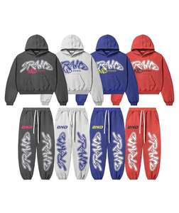 Ensemble de sweat-shirt à capuche deux pièces personnalisé unisexe taille XXL combinaisons de jogging évasées avec survêtements DTG sérigraphiés pour hommes vêtements d'hiver - Product Image 1