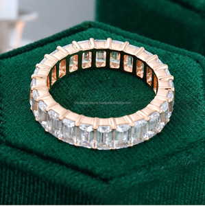 2x4มม. Def VVS มรกตตัด10K ชุบทองเงินสเตอริงสำหรับงานแต่งงานของผู้หญิง - Product Image 3