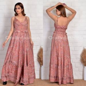 Megh Craft Mode d'été Boho Western Maxi Dress Moda Robe bohème longueur au sol à motif floral européen exportée de l'Inde - Product Image 3