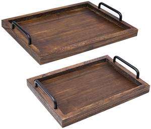 Bandeja de servicio de madera de acacia redonda única FARMOUSE para cocina, hogar o Hotel, vajilla de estilo clásico para fiesta o ser de comida - Product Image 2