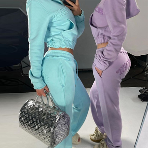Giacche con <span class=keywords><strong>cappuccio</strong></span> con Applique personalizzate da donna con Zip spessa 100% cotone francese spugna toppa ricamata Top ritagliato con <span class=keywords><strong>cappuccio</strong></span> da donna - Product Image 4