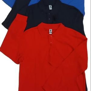 Chemises de golf pour hommes de haute qualité 100% coton respirant, coupe classique, manches longues, 220g, tissu tricoté brodé - Product Image 2