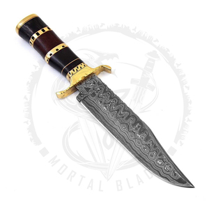 Couteaux Bowie de survie en plein air à lame fixe multi-bois faits à la main couteau de chasse Bushcraft couteaux de survie Bowie avec lame droite - Product Image 2