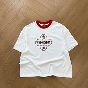 Short Sleeve <b>Mens</b> <b>T</b> <b>Shirts</b> Oversize Fit 100% Cotton Unisex Mixed <b>Collar</b> And Printed 2 Way Stretch Cotton <b>T</b> <b>Shirt</b> - Product Image 4