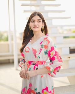 Nouveautés Robe d'été en gros en georgette avec imprimé à volants nouvelle robe de soirée de créateur - Product Image 5